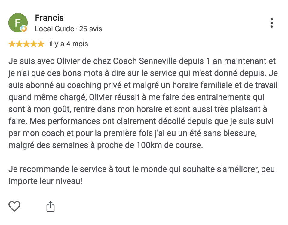 Avis Google de Francis
