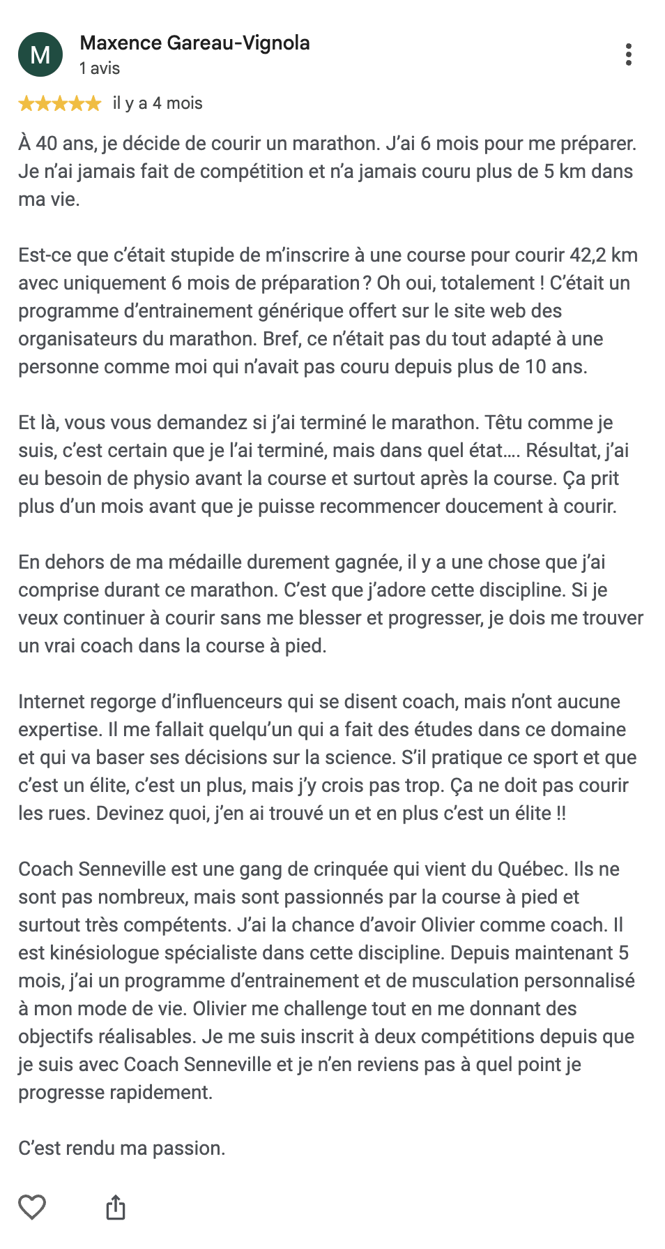 Avis Google de Maxence